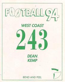 1994 Select AFL Stickers #243 Dean Kemp Back